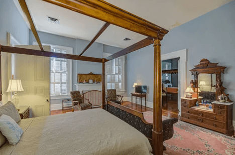 Four poster bed, victorian marble topped dresser