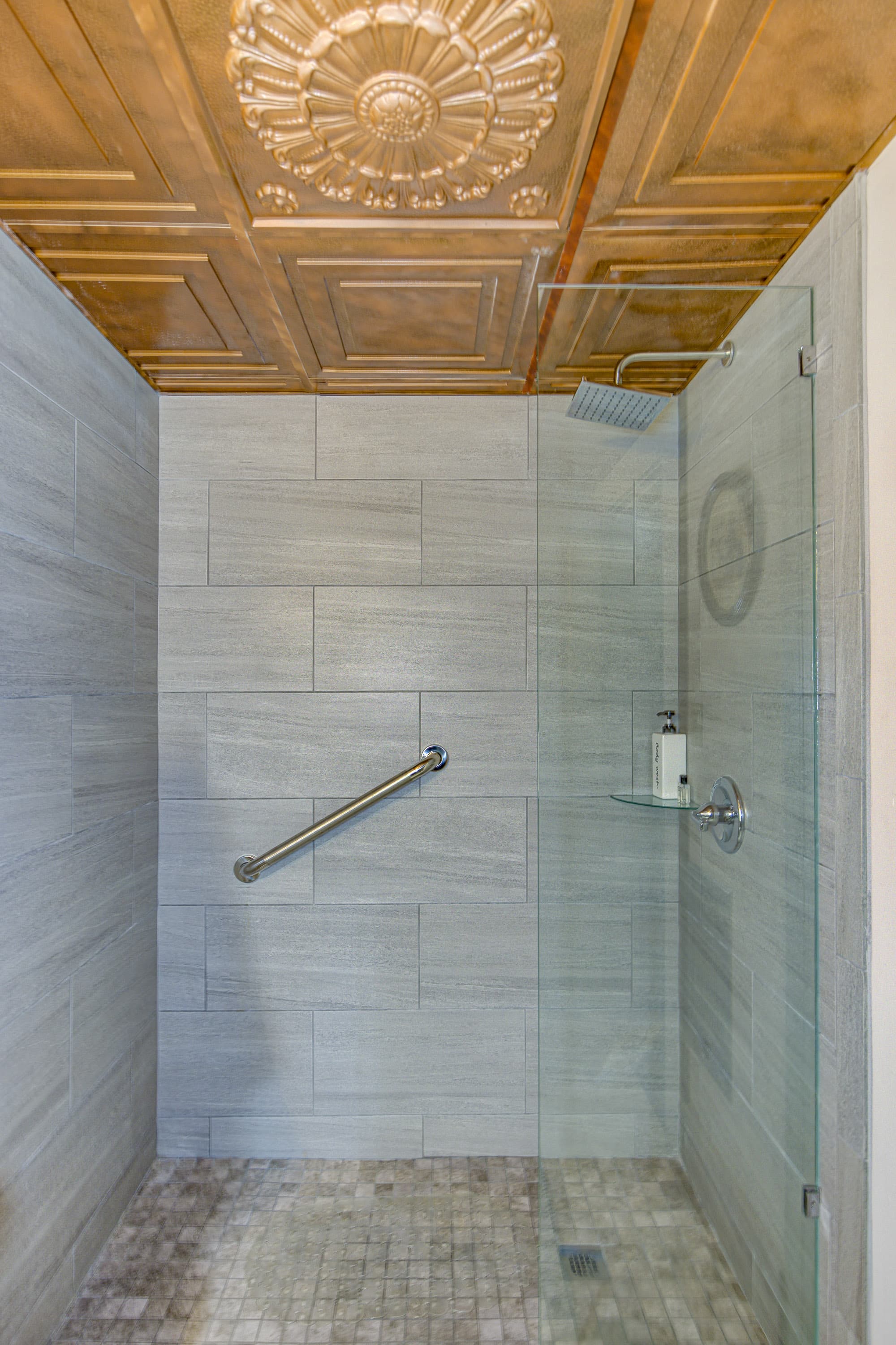 hand rail in walk in shower