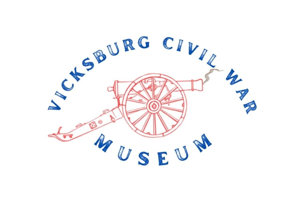 Logo of the Vicksburg Civil War Museum featuring a cannon and stylized text.